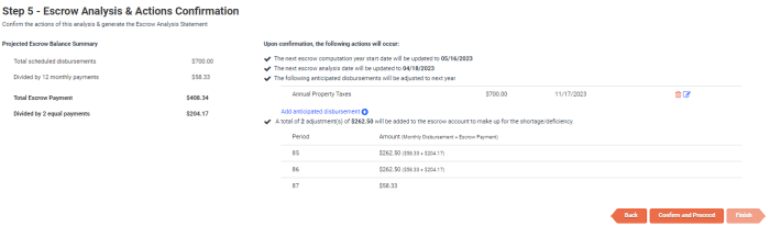 Escrow costs are prorated based on a